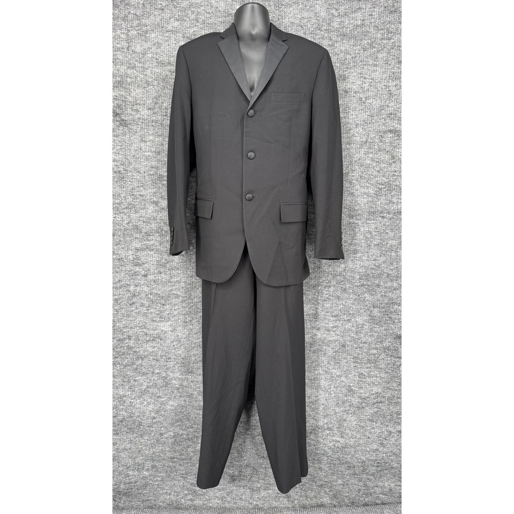 Vintage Polo Ralph Lauren Tuxedo Suit Mens 42L 34x30 2 Piece Black Wool Italy